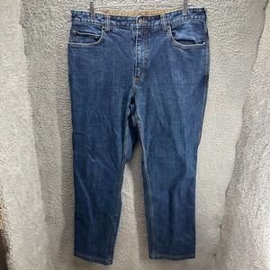 Duluth Trading Jeans Mens 38x34 Blue Denim Flex Ballroom Outdoor Work Workwear